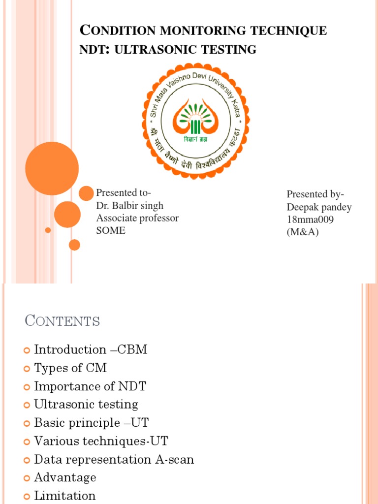 Condition Monitoring Technique NDT PDF Ultrasound Nondestructive