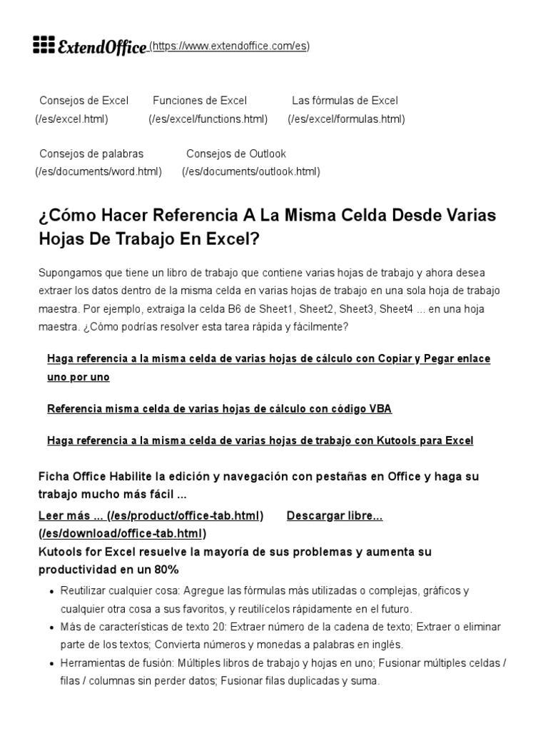 Como Aplicar Una Misma Formula A Varias Celdas En Excel Cómo Hacer Referencia A La Misma Celda Desde Varias Hojas de Trabajo en  Excel | PDF | Microsoft Excel | Software de negocios