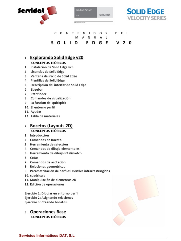 Guía de Solid Edge v20: Comandos y Ejercicios | PDF | Informática y ...
