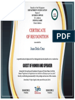 Certificate of Recognition For Guest of Honor and Speaker Template 1