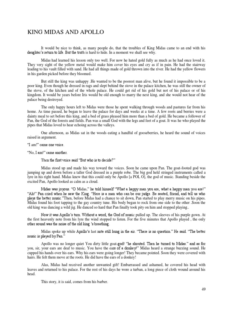 Midas And Apollo Explained : King Midas in Greek Mythology: The ...