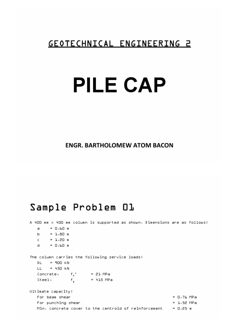 Trapezoidal Pile Cap Design Analysis | PDF | Technology & Engineering