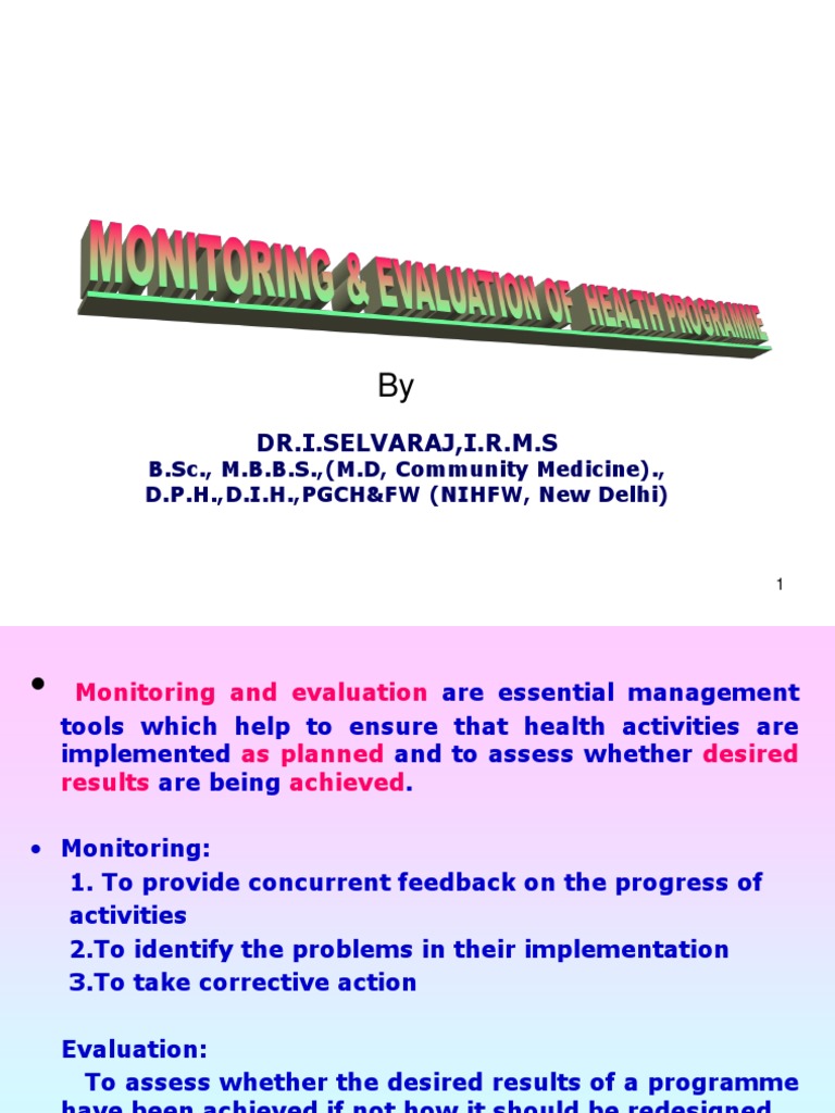Presentation Monitoring and Evaluation of Health Programs PDF