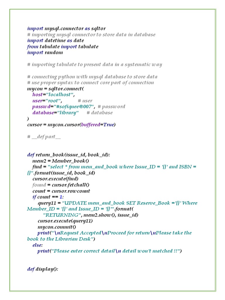 Python MySQL Library Management System | PDF | Databases | Data Management