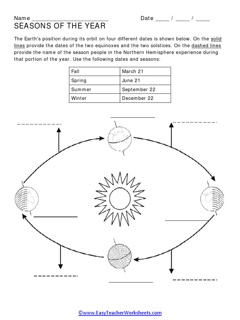 Seasons Worksheet