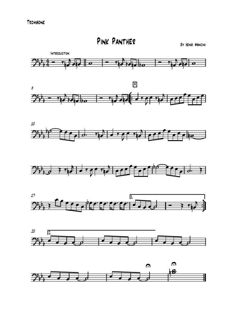 Pink Panther Pink Panther Trombone PDF