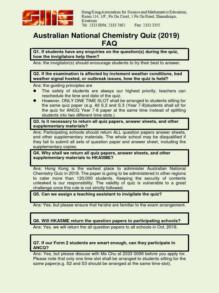ANCQ 2019 Guidelines and FAQs | PDF | Learning