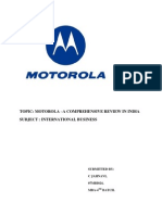 Topic: Motorola - A Comprehensive Review in India Subject: International Business