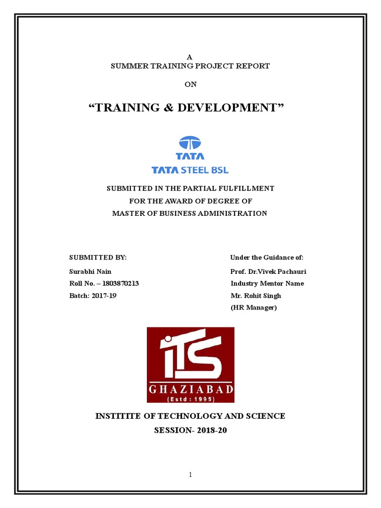 TRAINING &amp; DEVELOPMENT TATA STeel | PDF | Apprenticeship | Journeyman