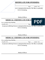 Medical Certificate For Swimming