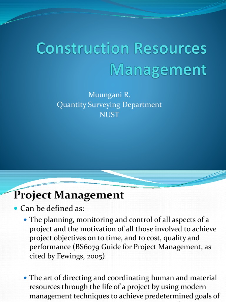 Construction Resource Management Overview | PDF | Organizational ...