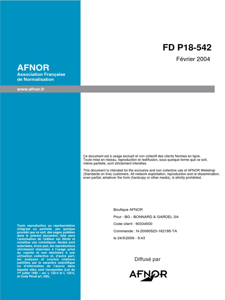 Fd P18 542 Granulats Alcali-Réaction | Pdf | Béton | Matériau Composite