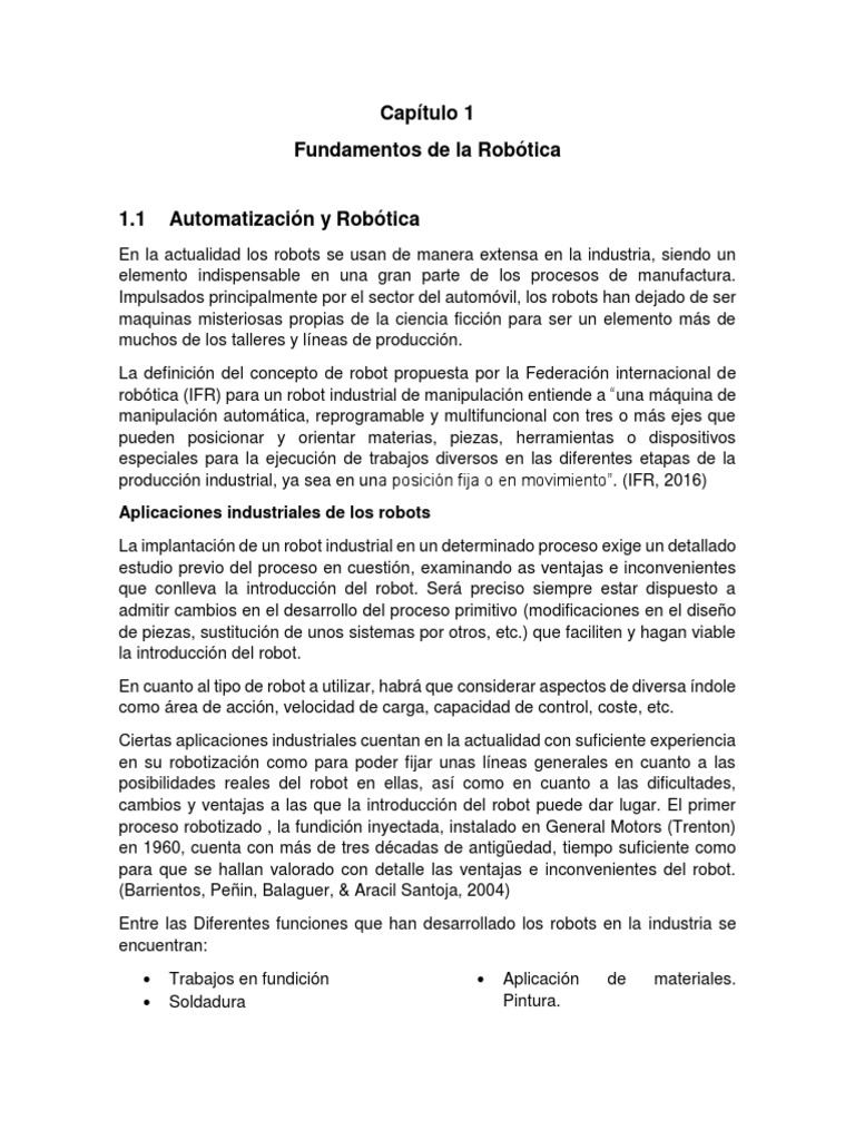 Fundamentos de la Robótica Industrial | PDF | Robot | Robótica