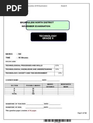 2technology 2018 Grade 8 Question Paper