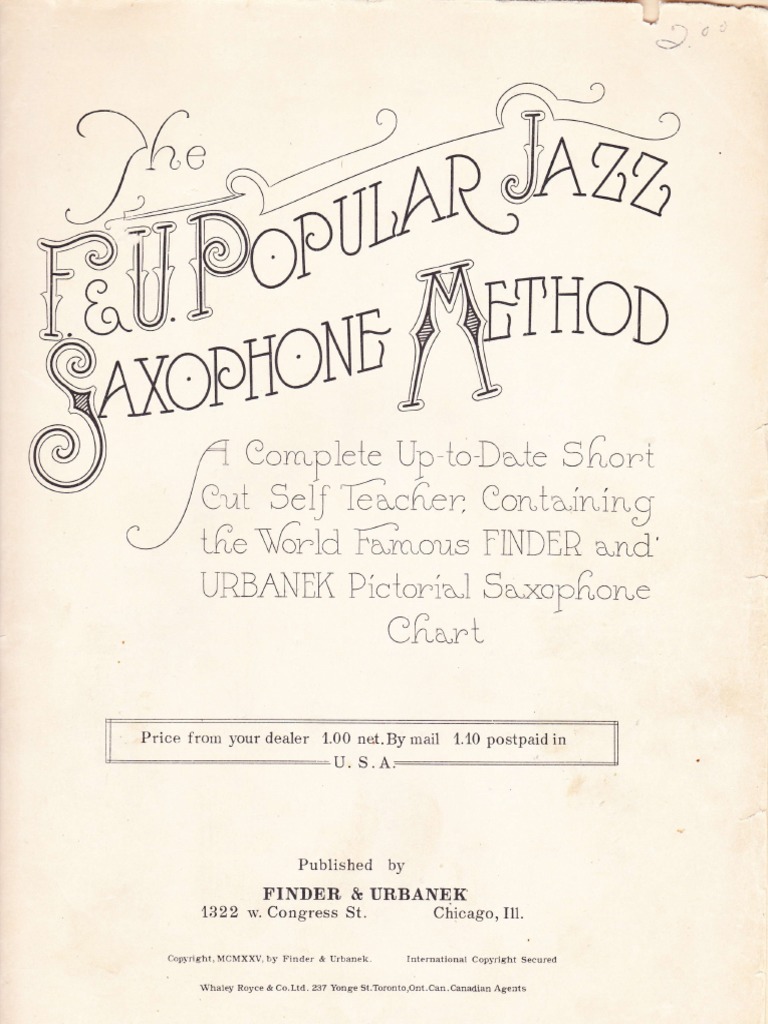 F&U Popular Jazz Saxophone Method | PDF | Musical Notation | Musicology