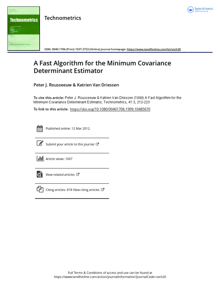 Fast MCD Estimator Algorithm | PDF | Robust Statistics | Outlier