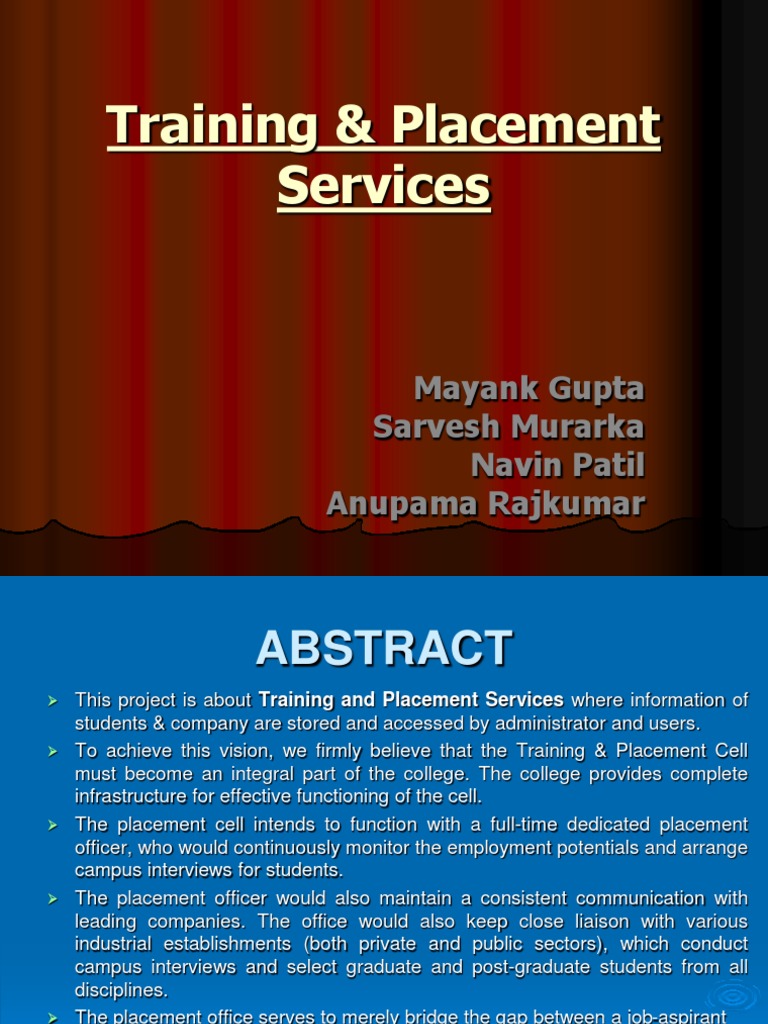 Training and Placement Services Overview | PDF | Databases | Input/Output
