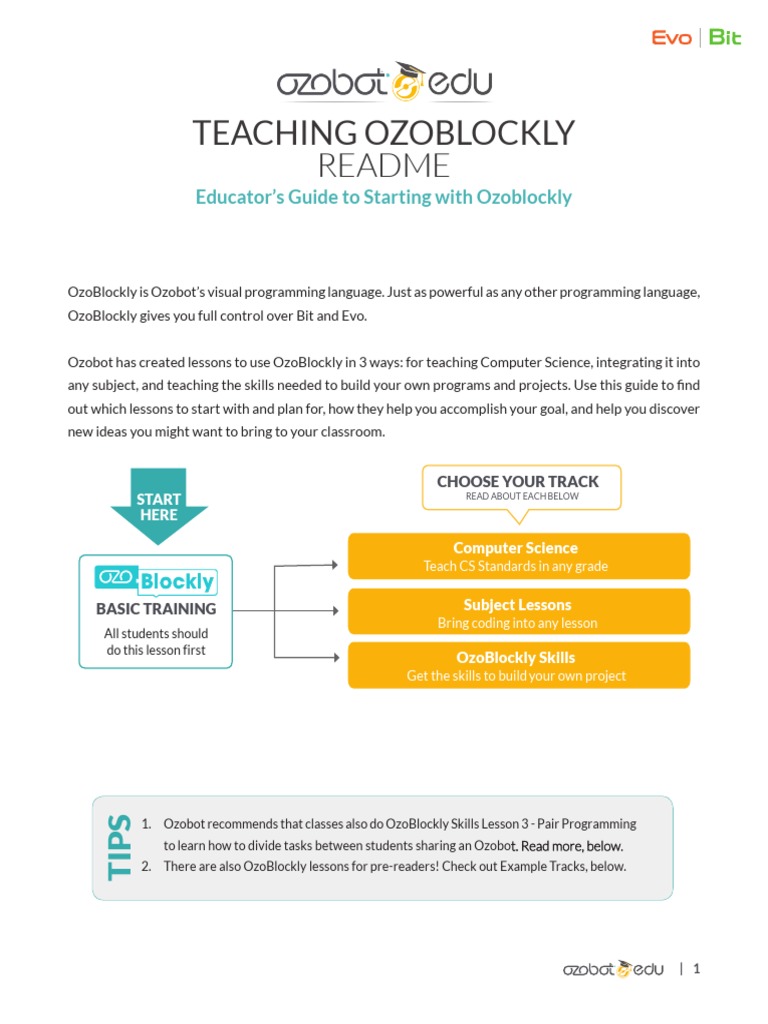 OzoBlockly Educator's Guide | PDF | Middle Schools | Computer Programming