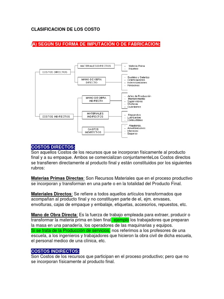Clasificación de Costos | PDF | Costo | Depreciación