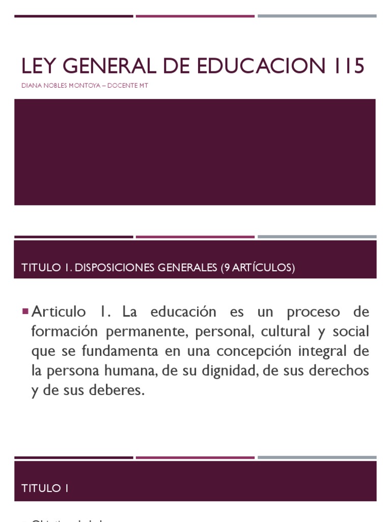 Ley General de Educacion 115 | PDF | Plan de estudios | Gobierno