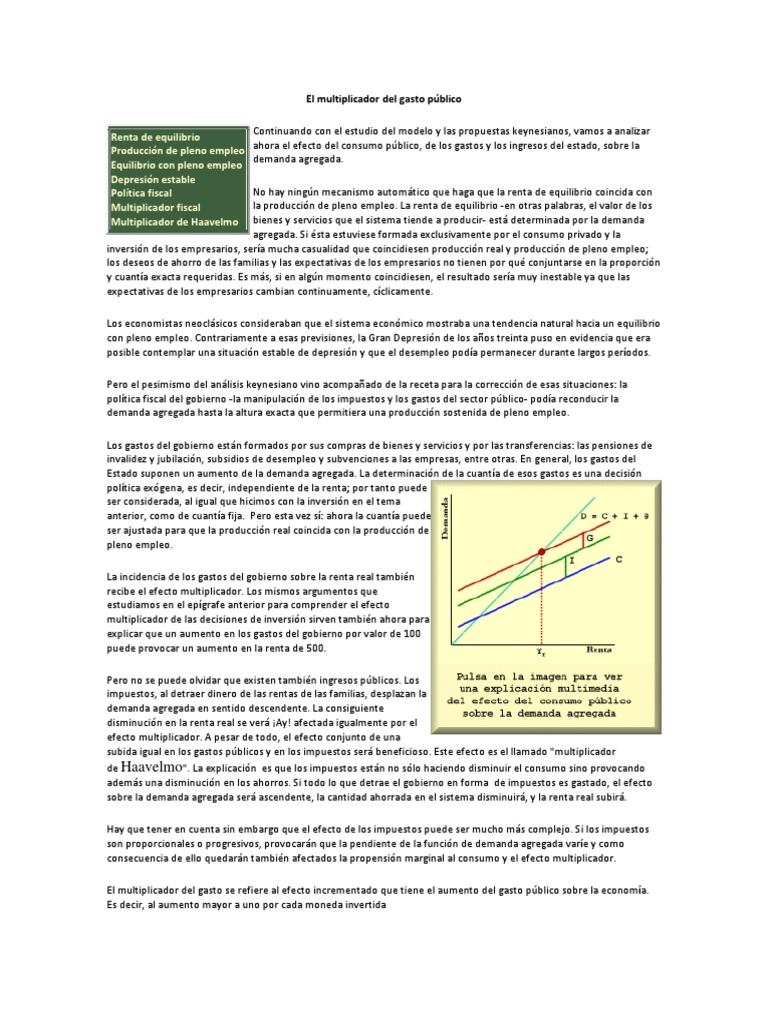 El Multiplicador Del Gasto Público | PDF | La política fiscal | Producto  Interno Bruto