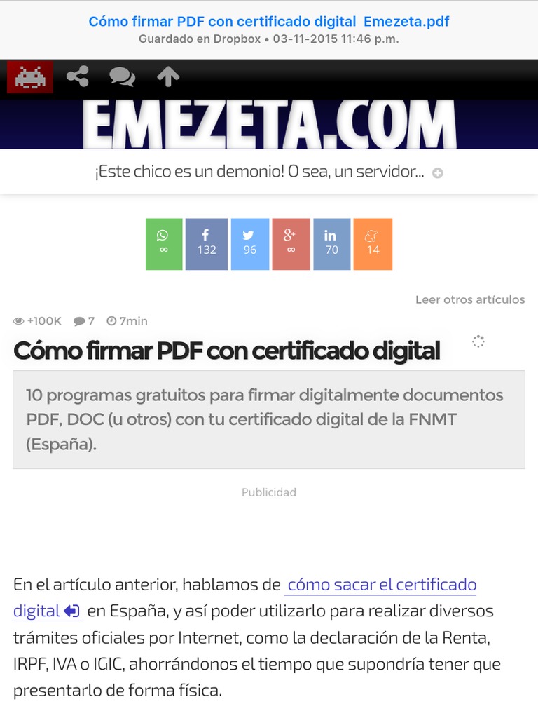 Como Firmar Pdf Con Certificado Digital Emezeta Pdf Pdf Mac Os Software Multiplataforma