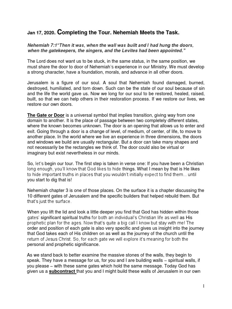Spiritual Gates: Nehemiah's Journey | PDF | God The Father | Prophecy
