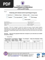 FM CLM 005 Monitoring and Evaluation Tool For Special Support Programs Form 8