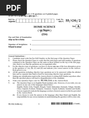 216 55 Os 2 Set A Home Science Pdf Vitamin D