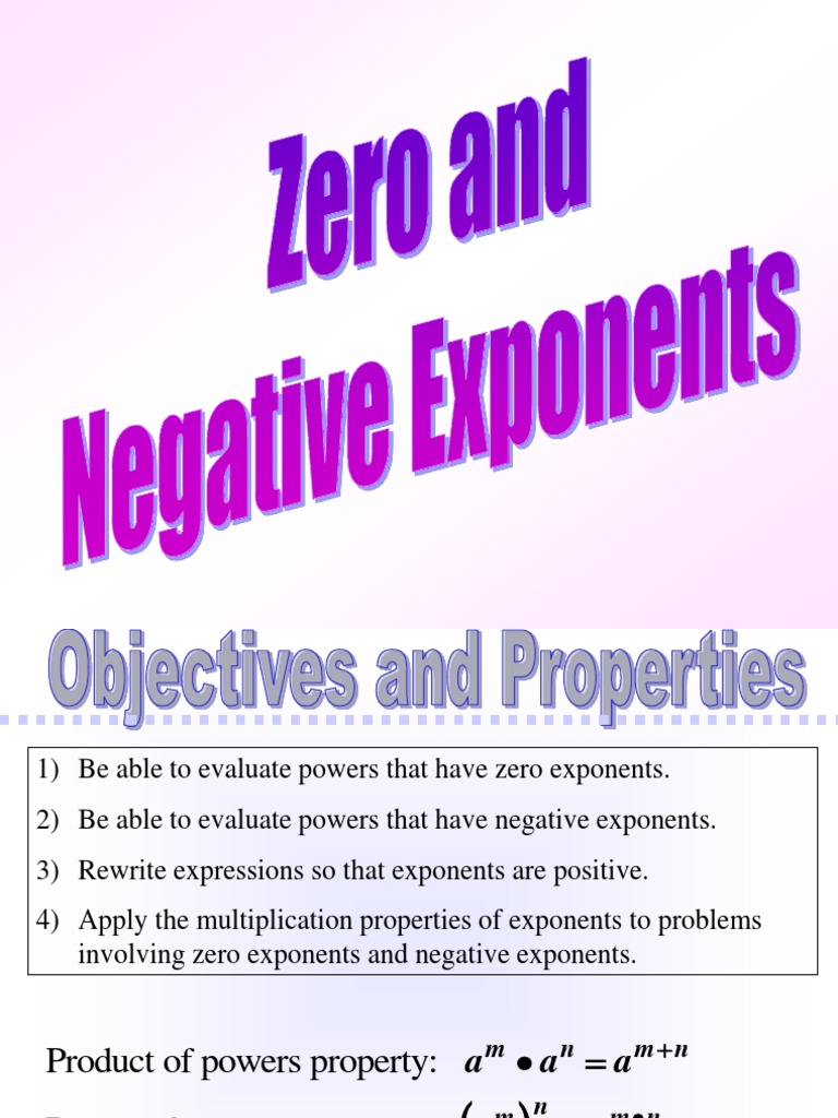 Zero and Negative Exponents | PDF | Exponentiation | Mathematical Objects