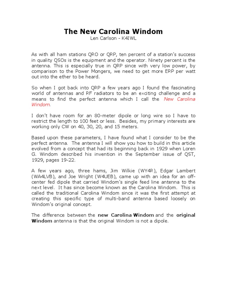 The New Carolina Windom PDF Antenna (Radio) Broadcasting