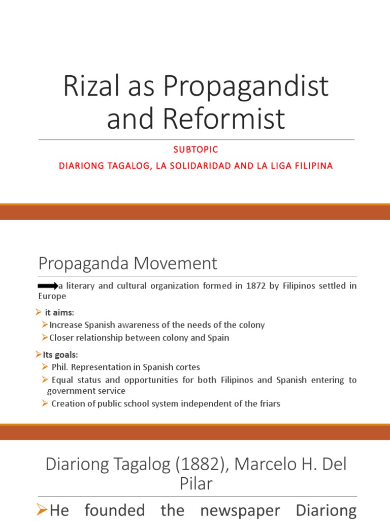 Rizal As Propagandist and Reformist | PDF | Philippines