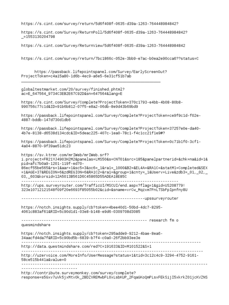 Survey Completion Links | PDF | Computers