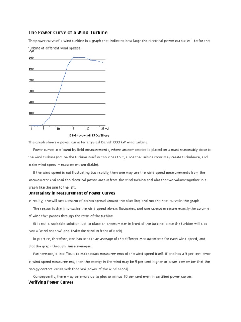 Wind Turbine Power Curve Explained | PDF | Wind Power | Turbine