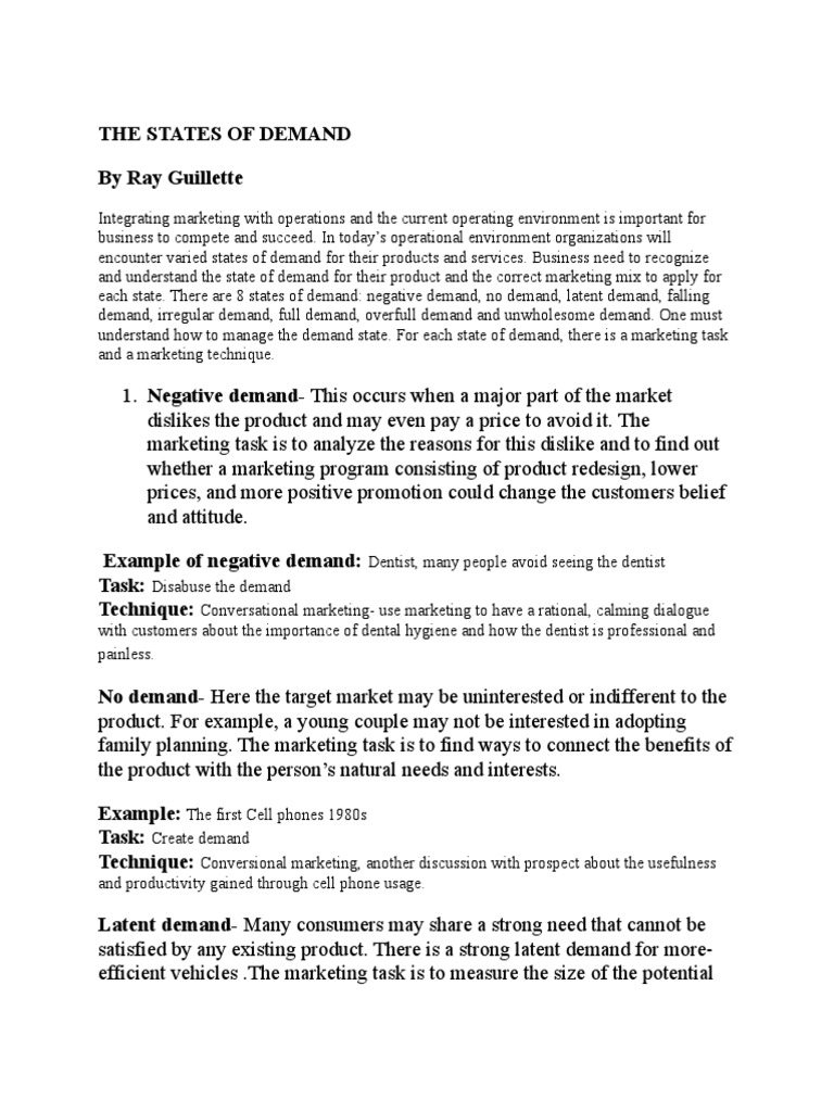 States of Demand | PDF | Demand | Marketing