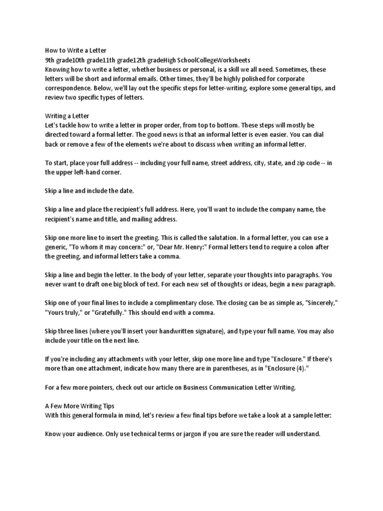 How To Write A Letter | PDF | Communication