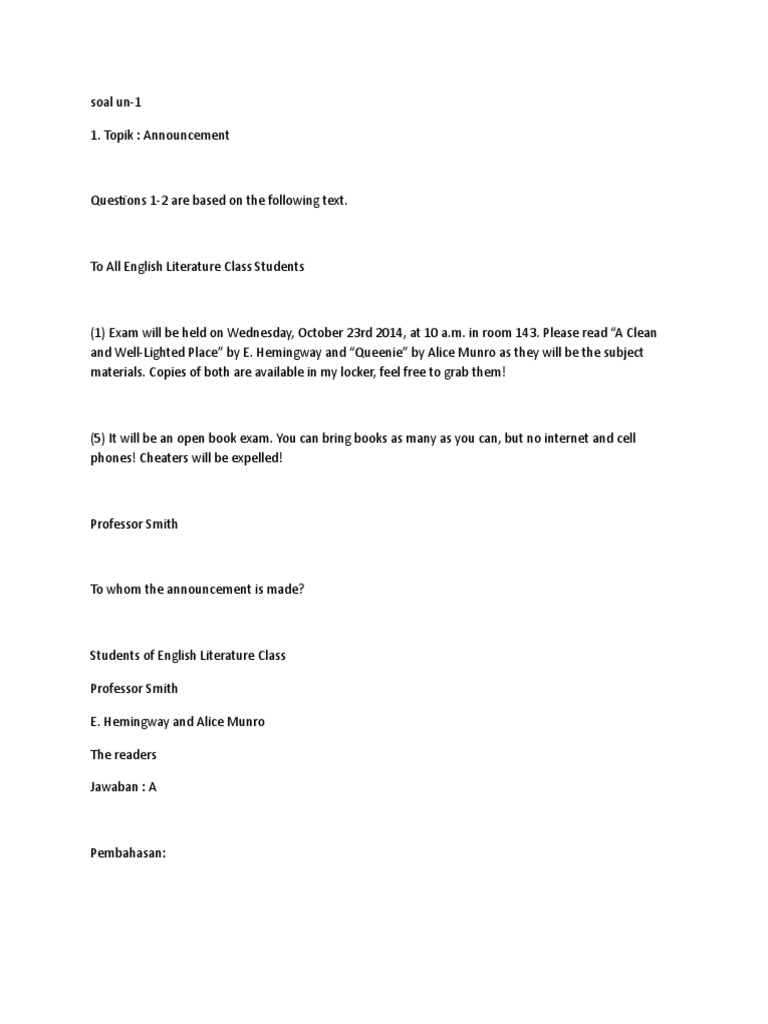 Soal Olimpiade Reading Comprehension