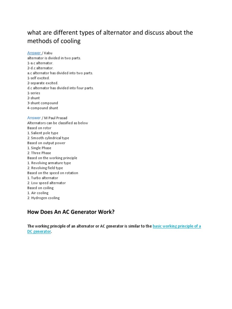 Types of alternators pdf electric generator electromagnetic induction