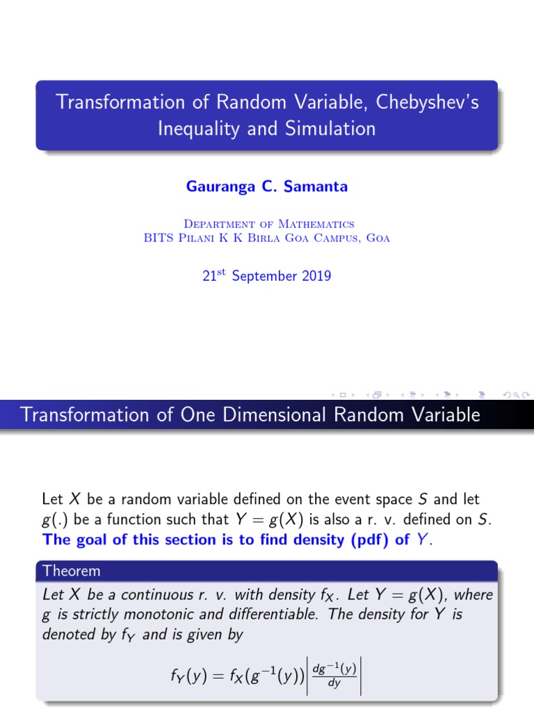 Random Variable Transformation and Chebyshev | PDF | Probability ...