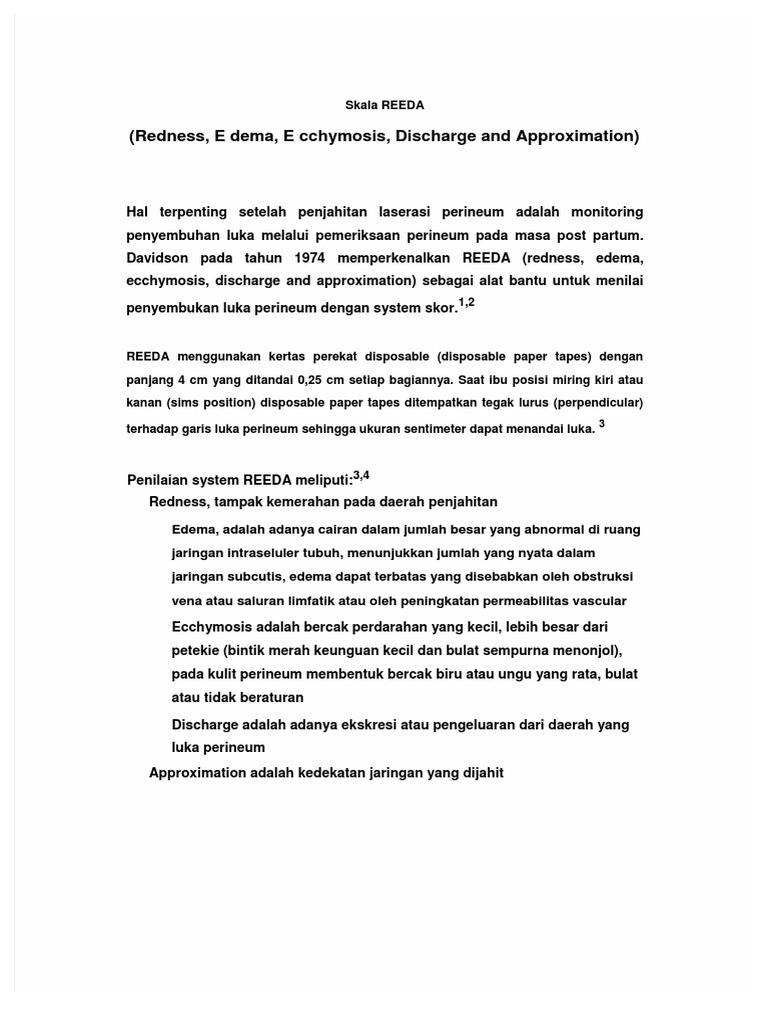 Skala REEDA untuk Penilaian Luka Perineum | PDF