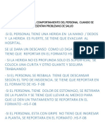 Instructivos Del Comportamiento Del Personal Cuando Se Presentan Problemas de Salud