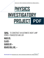 Automatic Lamp Using Transistor & LDR - Class 12 Physics Investigatory Project Free PDF Downl