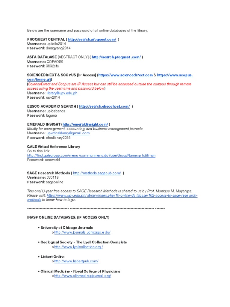 UPV Library Online Database Access | PDF | Libraries | Internet