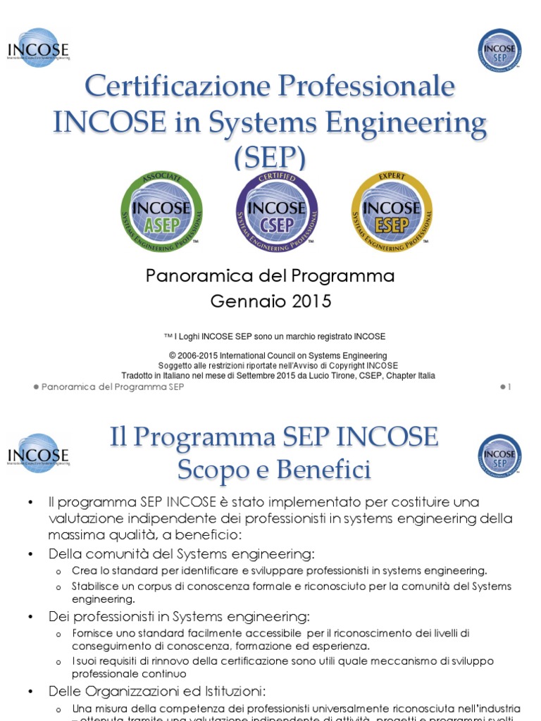 INCOSE SEP Overview IT | PDF