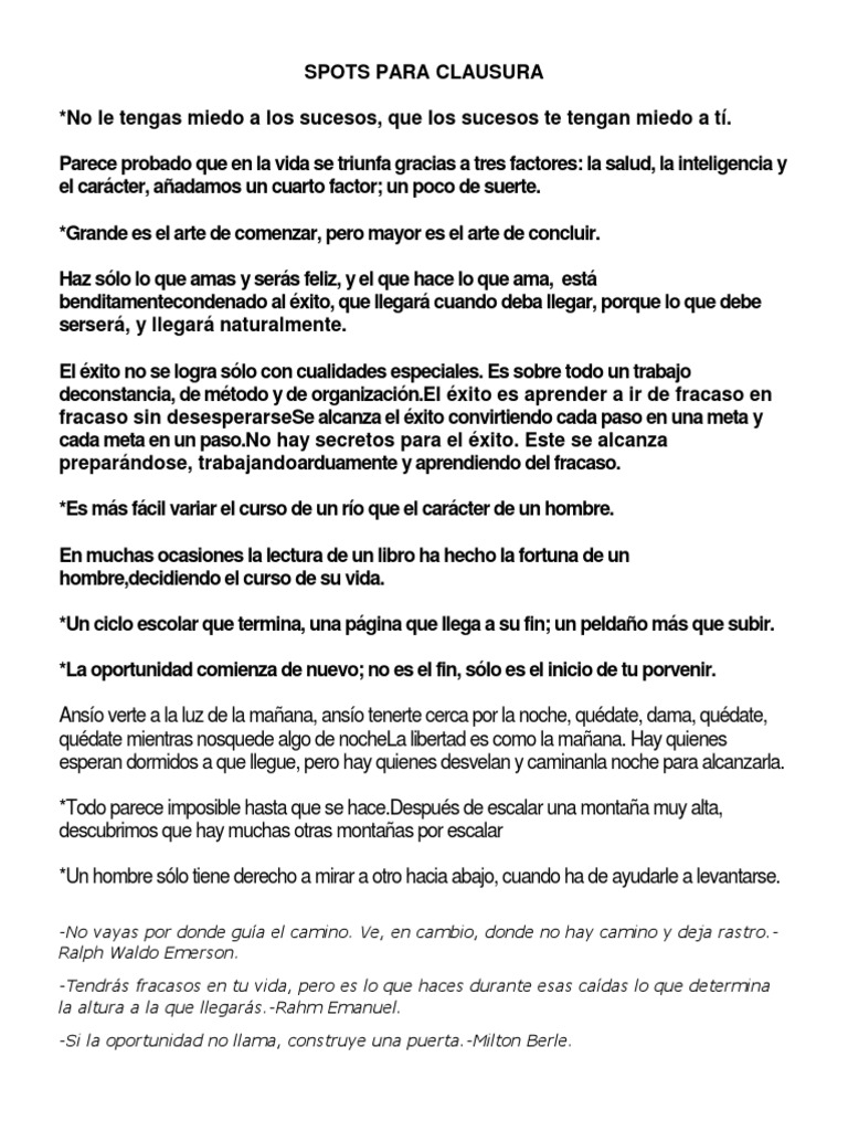 Spots para Clausura | PDF | Estudiantes | Escuelas