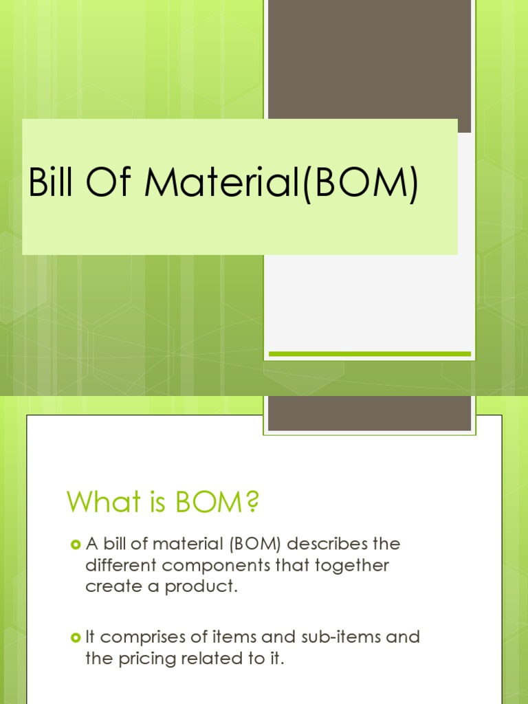 Bill of Material (BOM) | PDF