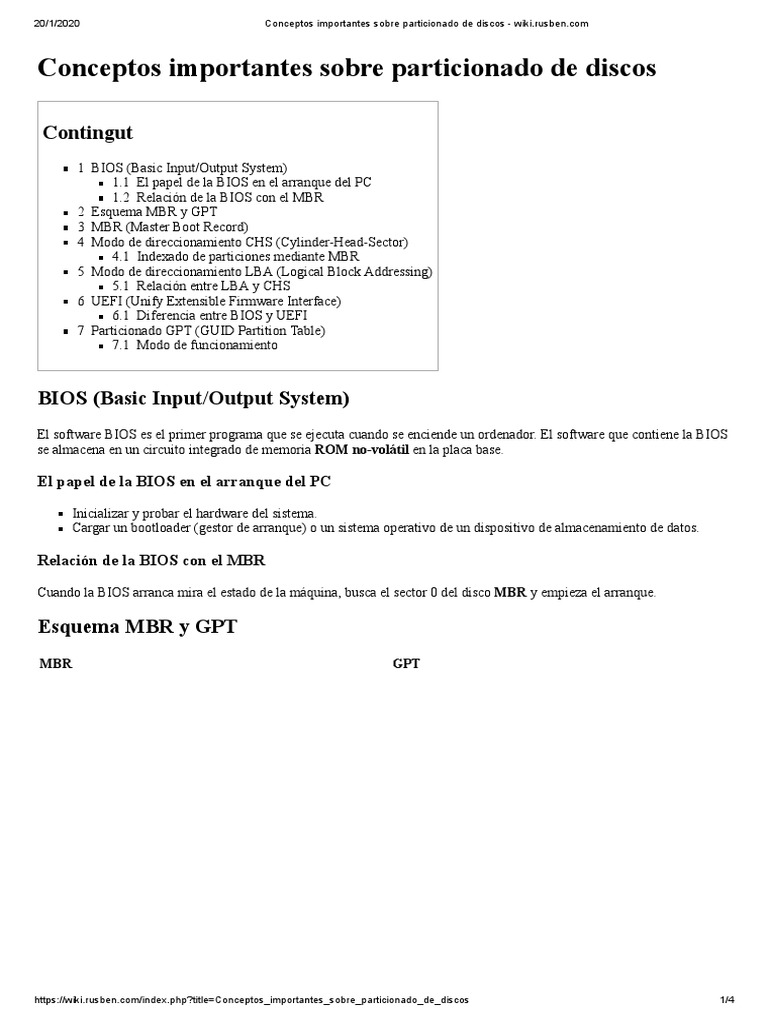 MBR vs GPT: Esquemas de particionado | PDF | Tecnología de sistema ...