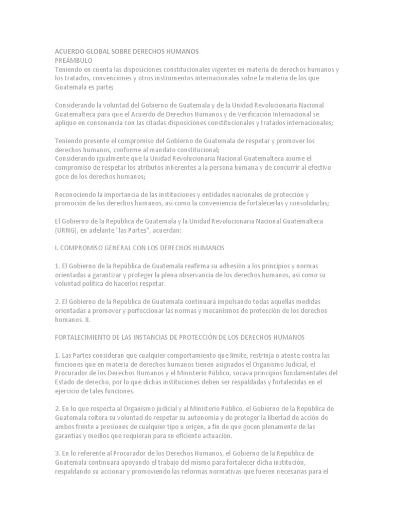 Acuerdo Global sobre Derechos Humanos en Guatemala | PDF | Derechos ...
