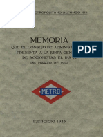 Memoria 1923 Metro de Madrid