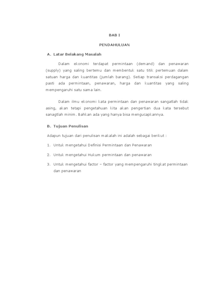 Makalah Ekonomi Permintaan Dan Penawaran
